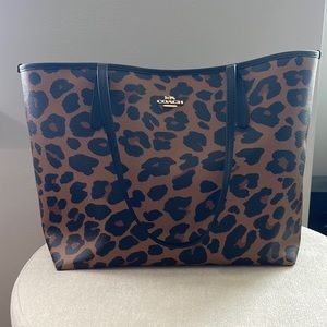 Coach City Tote With Leopard Print